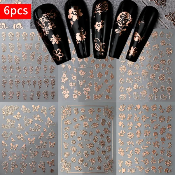 Hibiscus Flower Nail Stickers – 3D Self-Adhesive Decals - Image 10