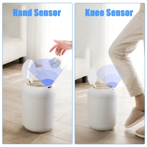 Smart Motion Sensor Bin – 8L Round Plastic, Touch-Lid - Image 6