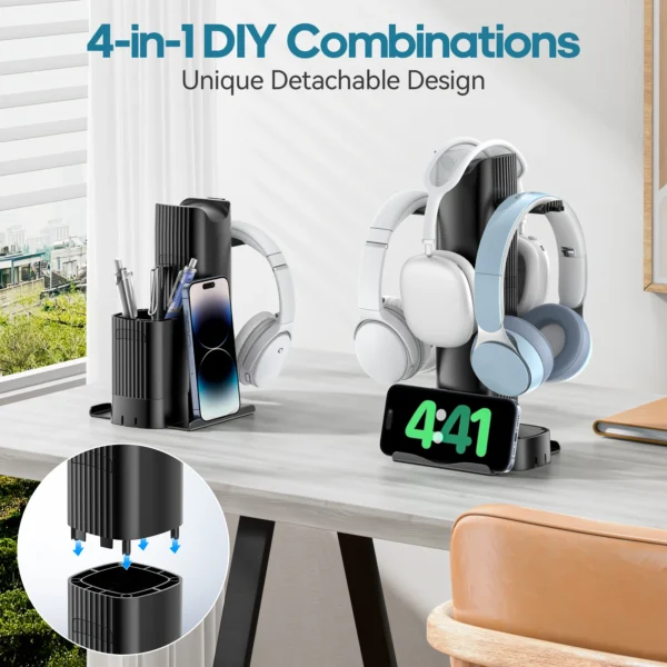 KDD 4-in-1 Headphone & Phone Stand with Pen Holder - Image 3