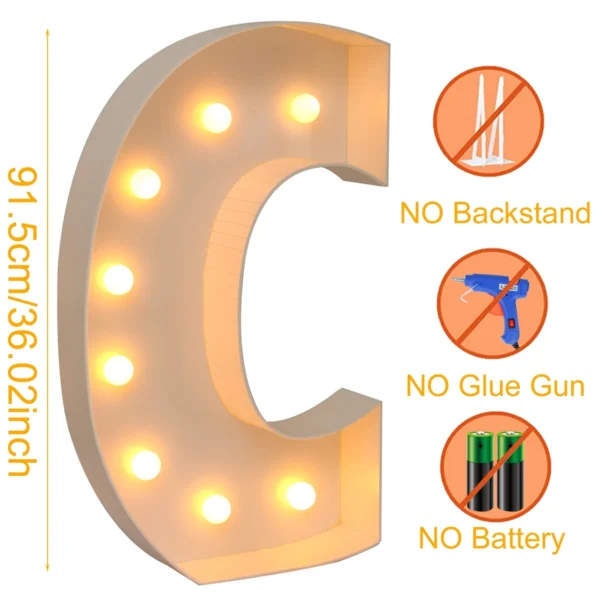 91.5cm LED Light Letter Frame Box for Party & Events - Image 14