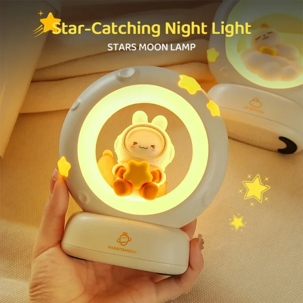 Cute Animal Moon Night Light – USB Rechargeable Lamp - Image 3
