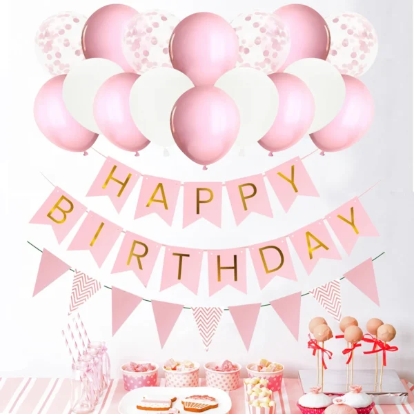 Rose Pink & Gold Birthday Balloon Garland Set - Image 3
