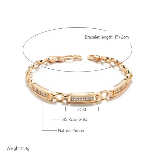 Kinel Rose Gold Zircon Square Link Bracelet Women - Image 3