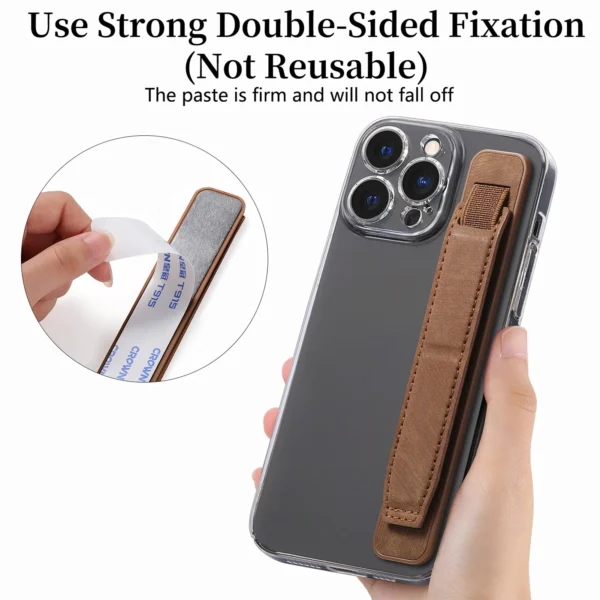 PU Leather Phone Strap Stand – Universal Grip Holder - Image 4