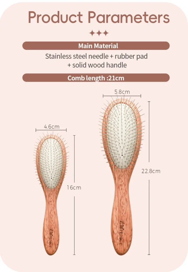 Fenice Solid Wood Pet Comb – Cat & Dog Hair Remover Brush - Image 20