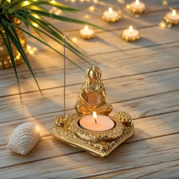 Moon Goddess Candlestick Aromatherapy Resin Statue - Image 2