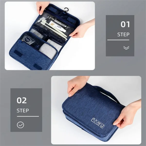 Large Capacity Waterproof Toiletry & Makeup Bag with Hook - Image 3