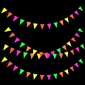 5-Color Neon Glow Paper Flag Banner for Party Decor