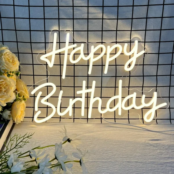 Dimmable Happy Birthday LED Neon Wall Light - Image 3
