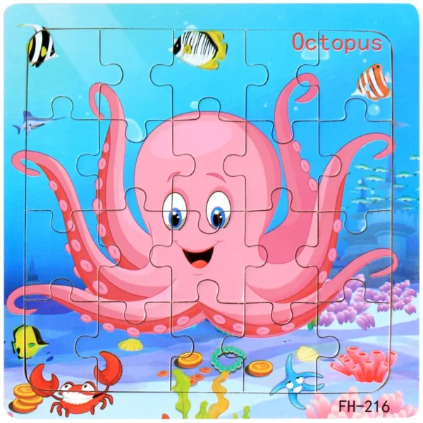 20-Piece Wooden 3D Animal & Vehicle Jigsaw Puzzle - Image 26