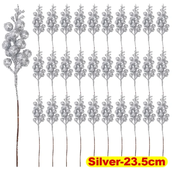 Christmas Glitter Berry Branches – 23.5cm Party Décor - Image 8