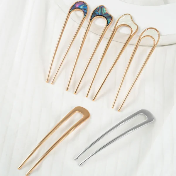 Shell Metal U-Shaped Hairpins for Women – Fashion - Image 4