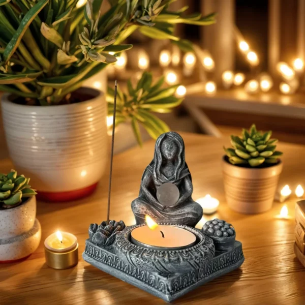 Moon Goddess Candlestick Aromatherapy Resin Statue - Image 4