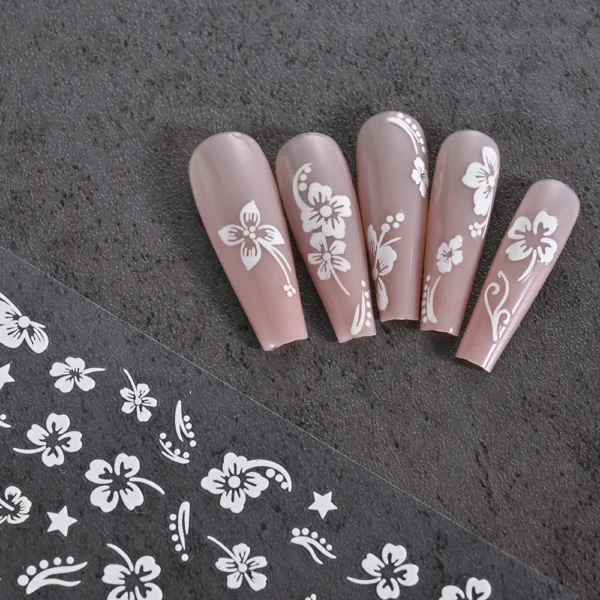 Hibiscus Flower Nail Stickers – 3D Self-Adhesive Decals - Image 22