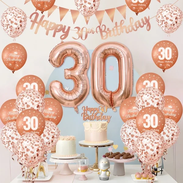 Rose Pink & Gold Birthday Balloon Garland Set - Image 43