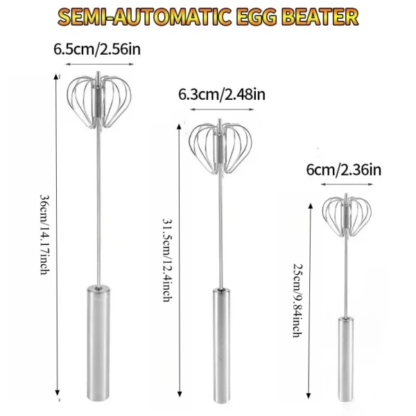Stainless Steel Press Handle Egg Beater Mixer - Image 4