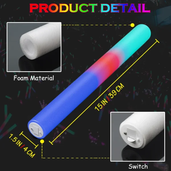 Colorful LED Foam Glow Sticks – Party & Event Fun - Image 2
