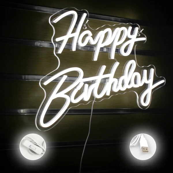 Dimmable Happy Birthday LED Neon Wall Light - Image 27