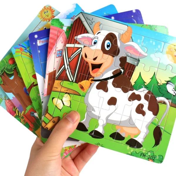 20-Piece Wooden 3D Animal & Vehicle Jigsaw Puzzle - Image 4