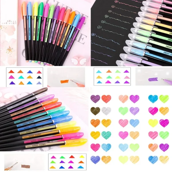 Vibrant Metallic Gel Pen Set – 12/24 Colors for Art & Journals - Image 4