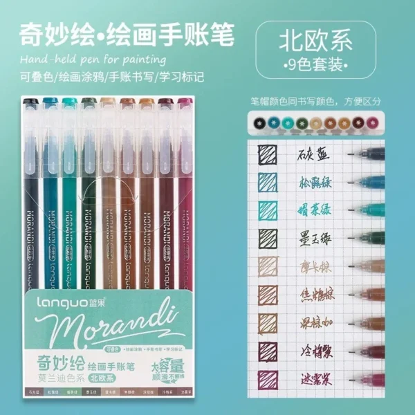 Set of 6 Morandi Gel Pens for Drawing & DIY Projects - Image 37