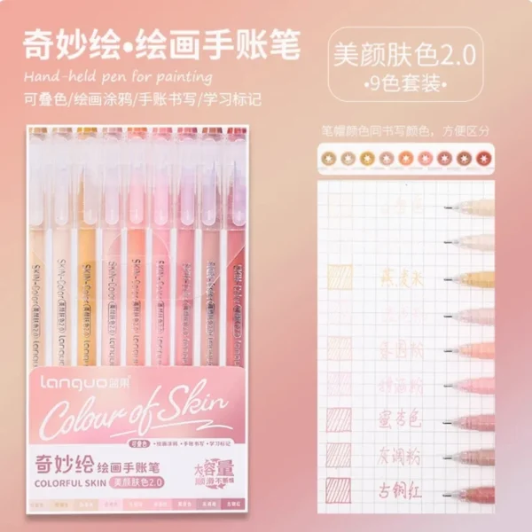 Set of 6 Morandi Gel Pens for Drawing & DIY Projects - Image 8
