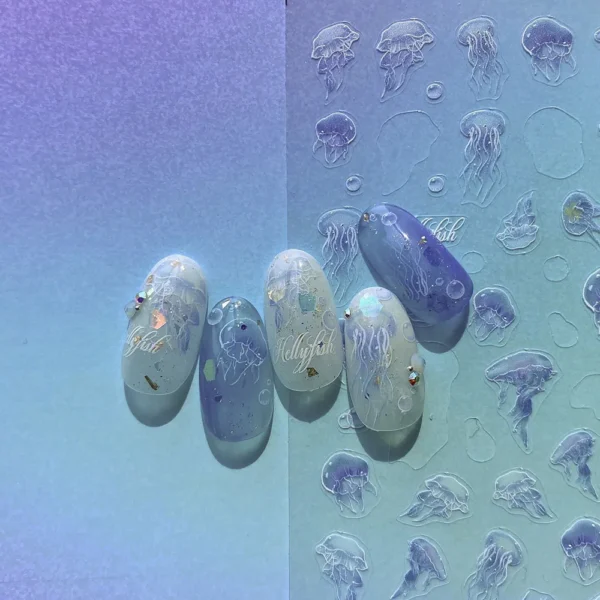 Blue Jellyfish Ocean Nail Art Sticker Self Adhesive Decal - Image 10