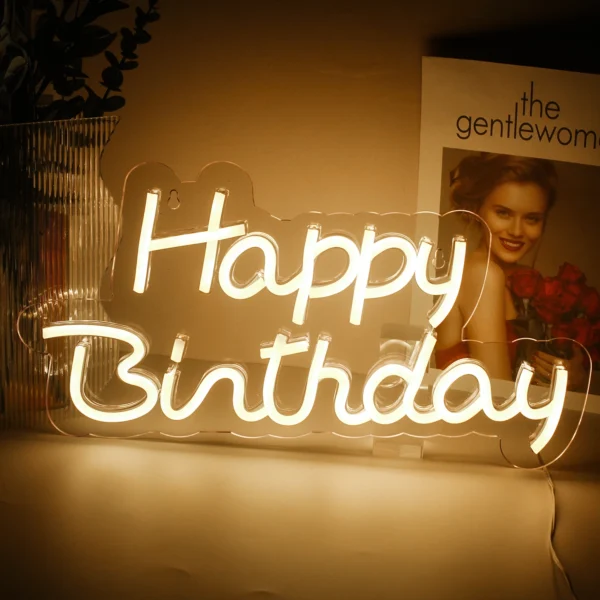 Dimmable Happy Birthday LED Neon Wall Light - Image 7