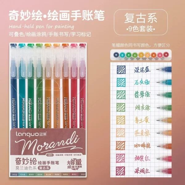 Set of 6 Morandi Gel Pens for Drawing & DIY Projects - Image 40