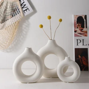Nordic White Plastic Flower Vase for Home Decor