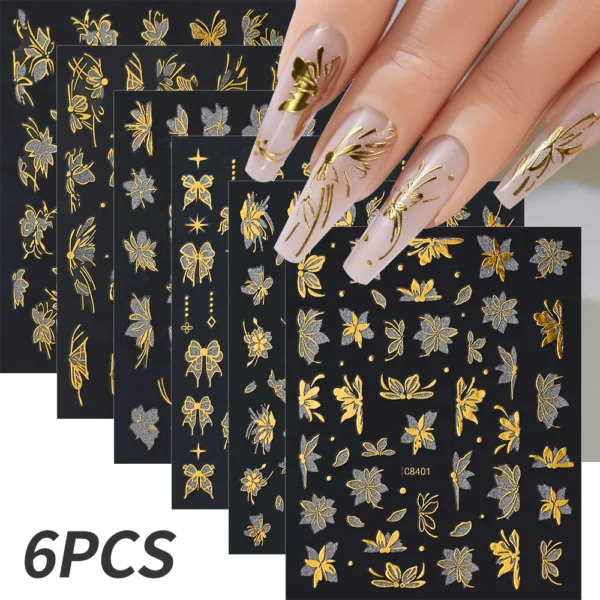 Hibiscus Flower Nail Stickers – 3D Self-Adhesive Decals - Image 13