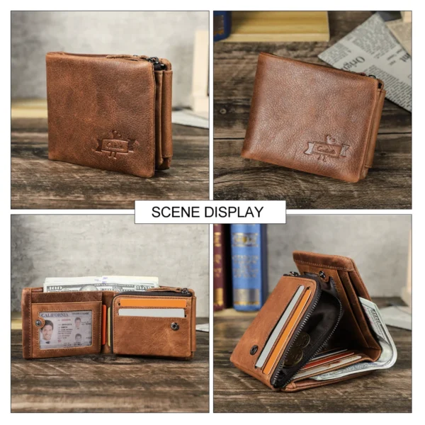 CONTACT'S Genuine Leather Men’s Vintage Trifold Wallet - Image 5