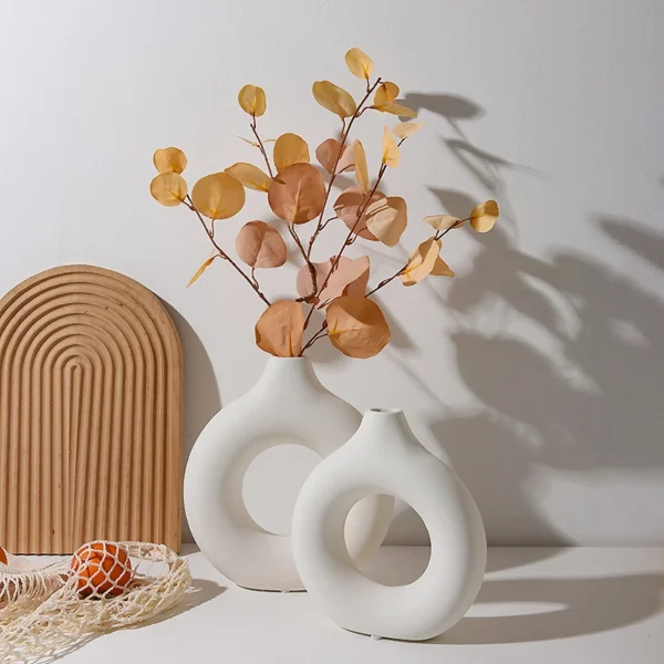 Nordic White Plastic Flower Vase for Home Decor - Image 2