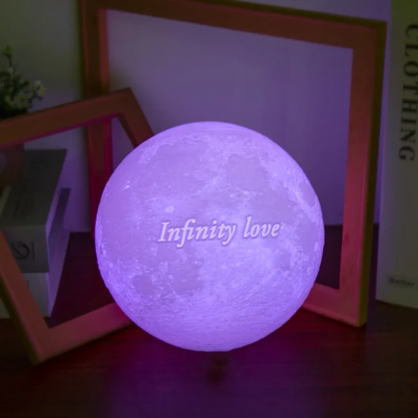Personalised 3D Moon Lamp with Custom Photo & Text - Image 6