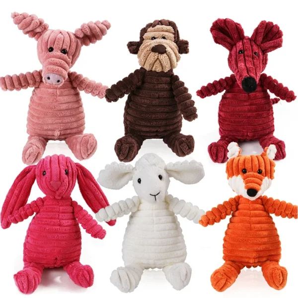 Corduroy Plush Dog Toy – Molar Training & Squeaky Fun - Image 24