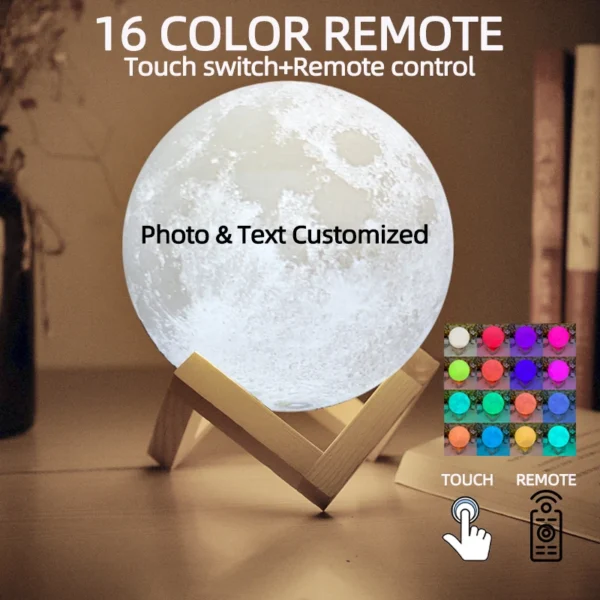 Personalised 3D Moon Lamp with Custom Photo & Text - Image 8