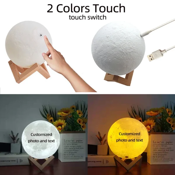 Personalised 3D Moon Lamp with Custom Photo & Text - Image 15