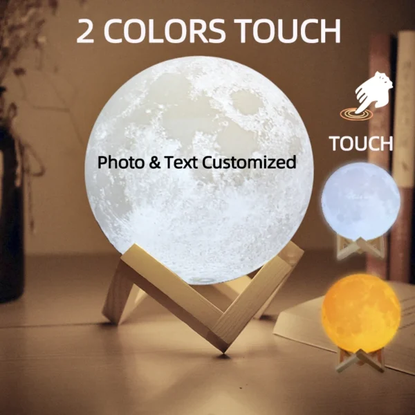 Personalised 3D Moon Lamp with Custom Photo & Text - Image 9