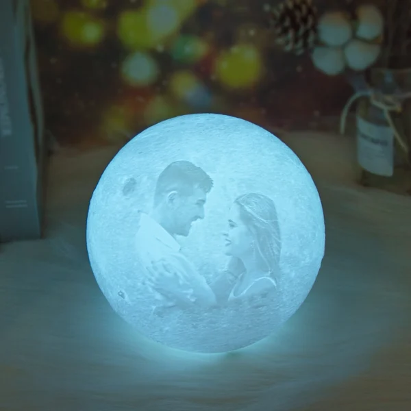 Personalised 3D Moon Lamp with Custom Photo & Text - Image 21
