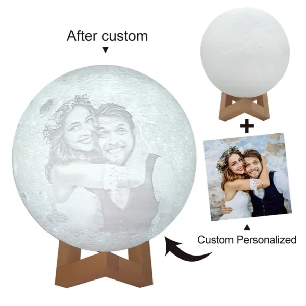 Personalised 3D Moon Lamp with Custom Photo & Text - Image 2
