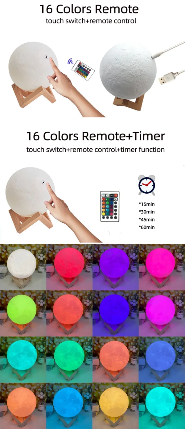 Personalised 3D Moon Lamp with Custom Photo & Text - Image 17