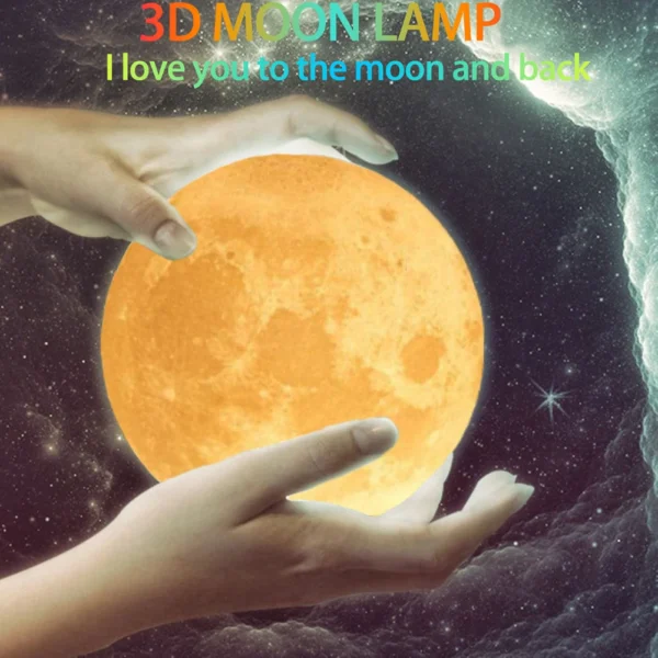 Personalised 3D Moon Lamp with Custom Photo & Text - Image 12