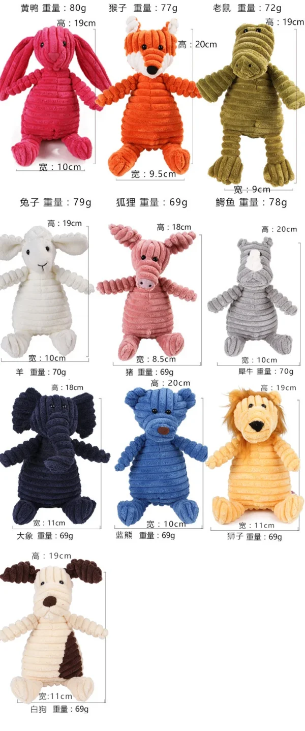 Corduroy Plush Dog Toy – Molar Training & Squeaky Fun - Image 26