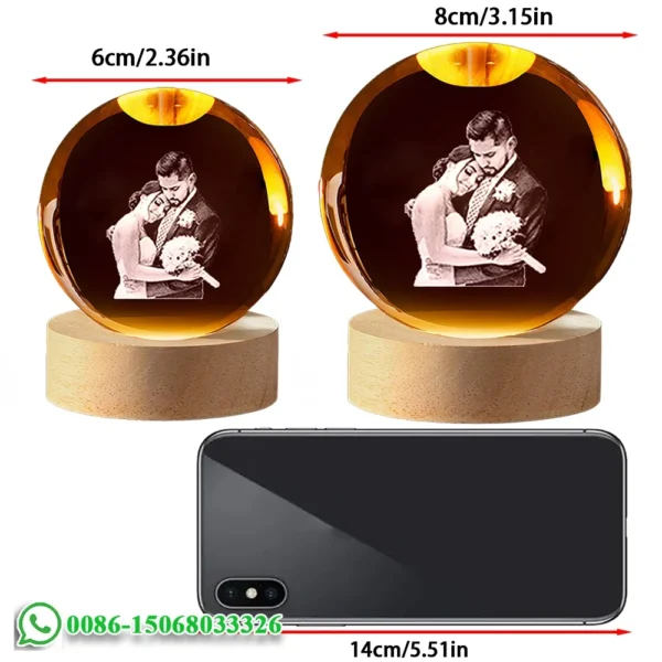 Custom Crystal Ball Photo LED Night Light Gift - Image 3