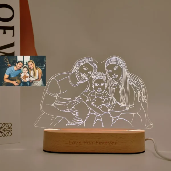 Personalised 3D Photo Lamp with Custom Text & Image - Image 2