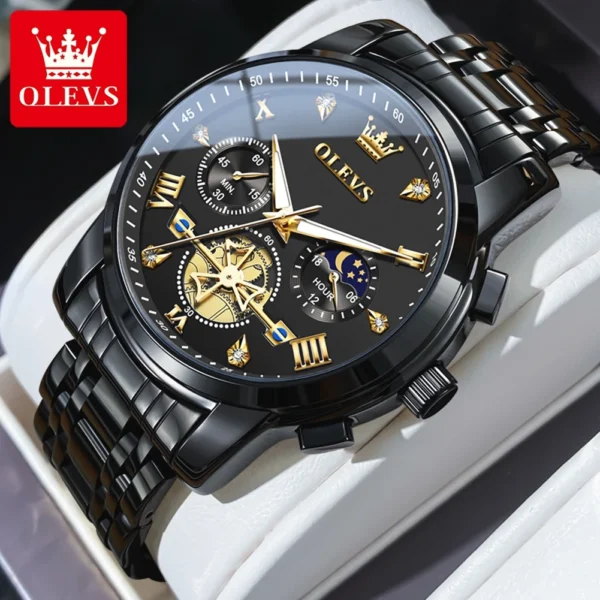 OLEVS Men’s Chronograph Watch with Moon Phase & Quartz - Image 13