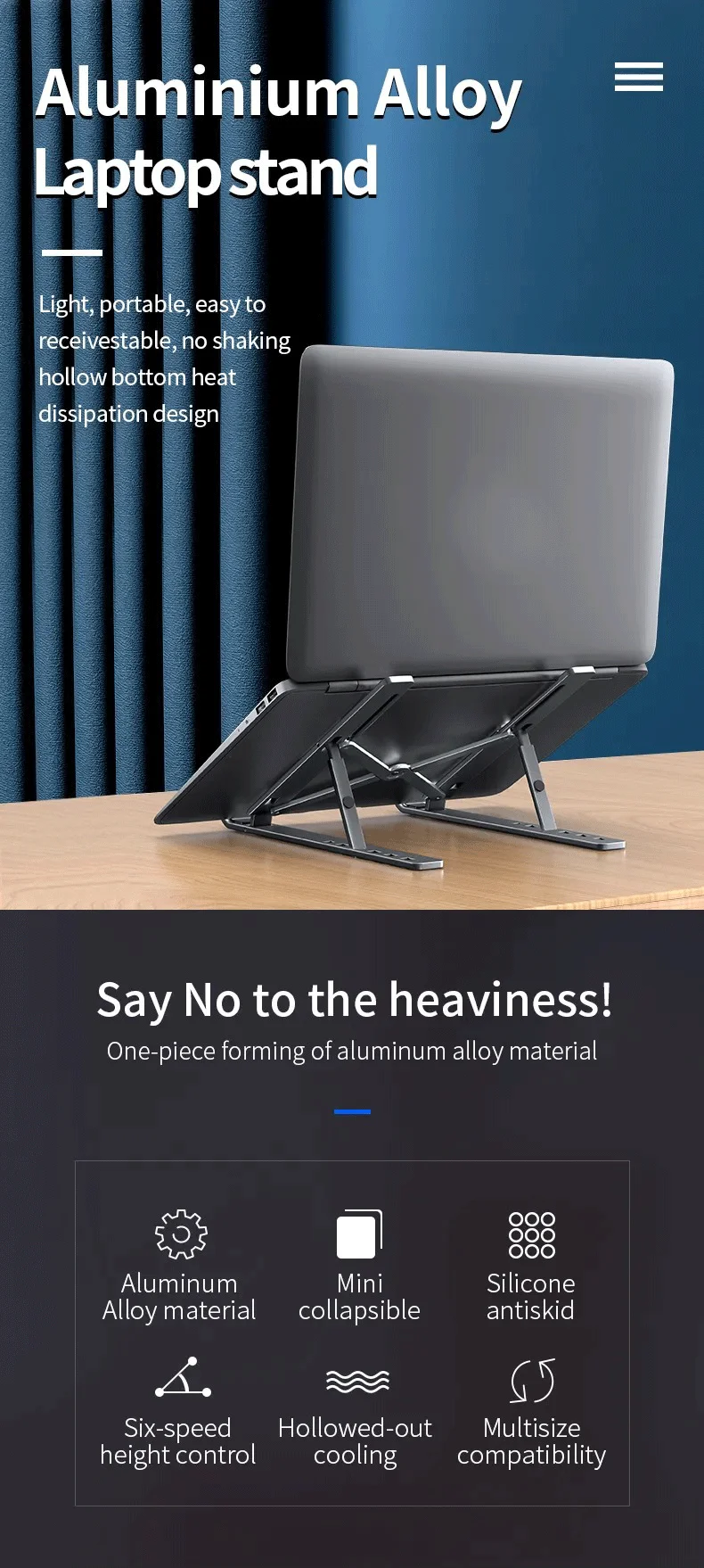 Adjustable Foldable Aluminum Laptop Stand - Image 10