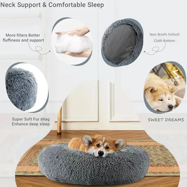 Super Soft Round Pet Bed for Dogs & Cats – 40–90cm Plush - Image 4