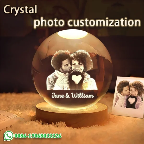 Custom Crystal Ball Photo LED Night Light Gift - Image 2