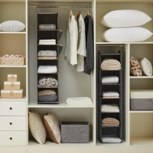 Foldable 6-Shelf Hanging Closet Organizer with Hooks